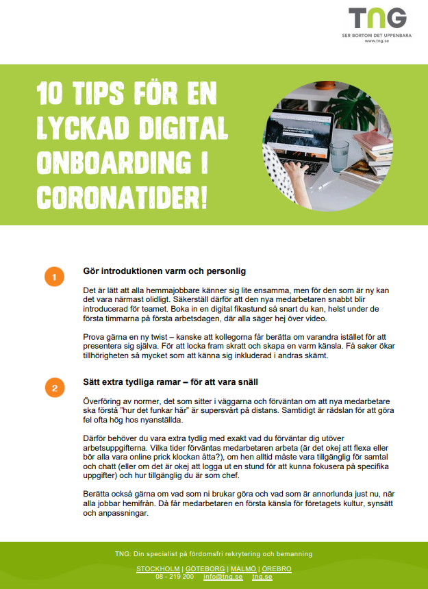 Remote onboarding - guide för chefer och HR