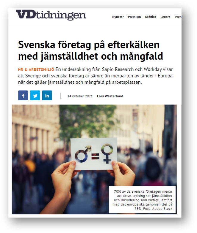 Svenska företag på efterkälken med jämställdhet och mångfald