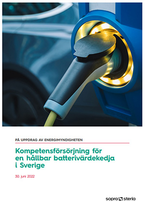 Rapporten "Kompetensförsörjing för en hållbar batterivärdekedja i Sverige". Framtagen av Energimyndigheten.
