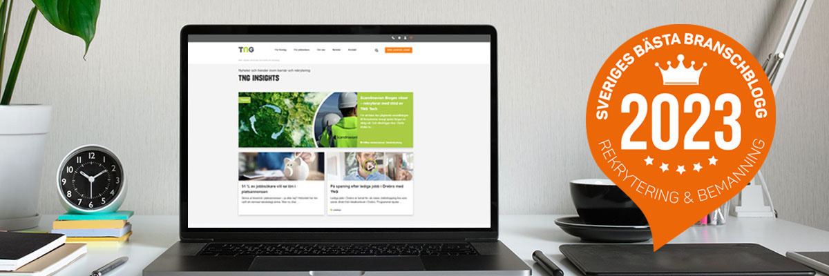 TNG vinnare av Sveriges Bästa Branschblogg 2023 - Bästa företagsbloggen inom rekrytering och bemanning