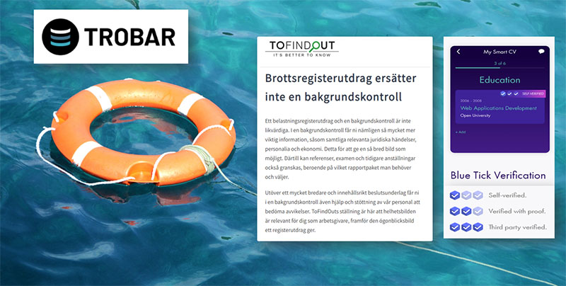 Trobar. TofFindOut och CV Wallet är exempel på tre företag som hjälper dig verifiera kandidaters identitet.