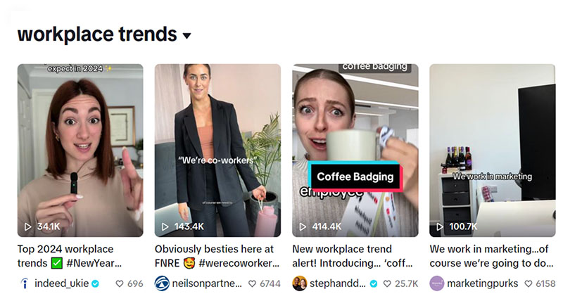 Trenderna kopplat till karriär och arbetsliv flödar på Worktok.