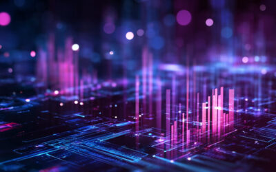 Abstrakt illustration av AI och datadrivna insikter som symboliserar framtidens ledarskap och strategisk kompetensförsörjning – i linje med TNG:s arbete med innovation inom rekrytering